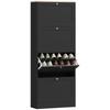 Shoe Cabinet 24 Pairs Shoe Rack With 4 Flip Drawers Adjustable Shelves 60x23.5x153cm Black