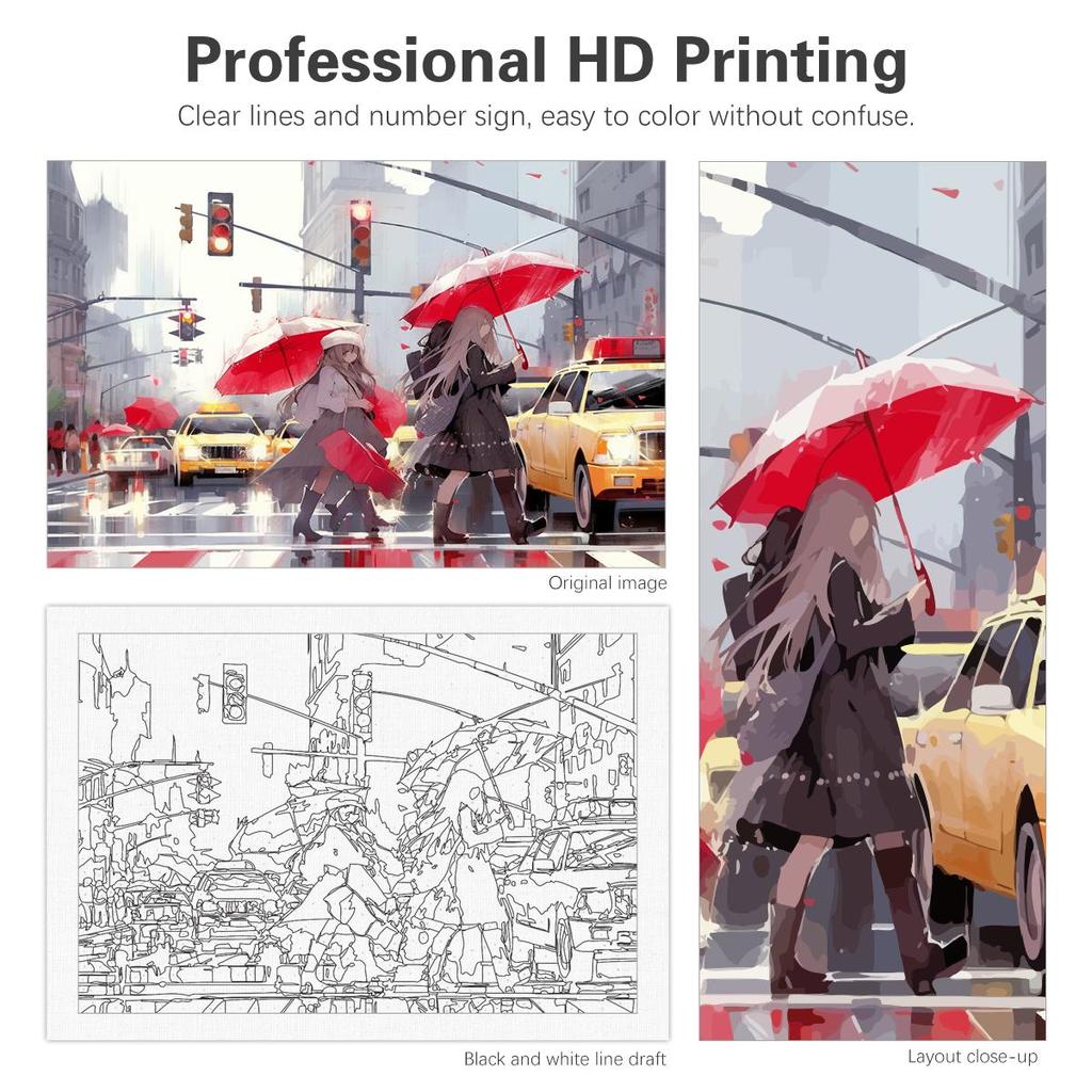 Frame City Street Painting By Numbers Kits For Adults Landscape Starter Kit Wall Art Diy Gift Acrylic Paint On Canvas 40x50cm