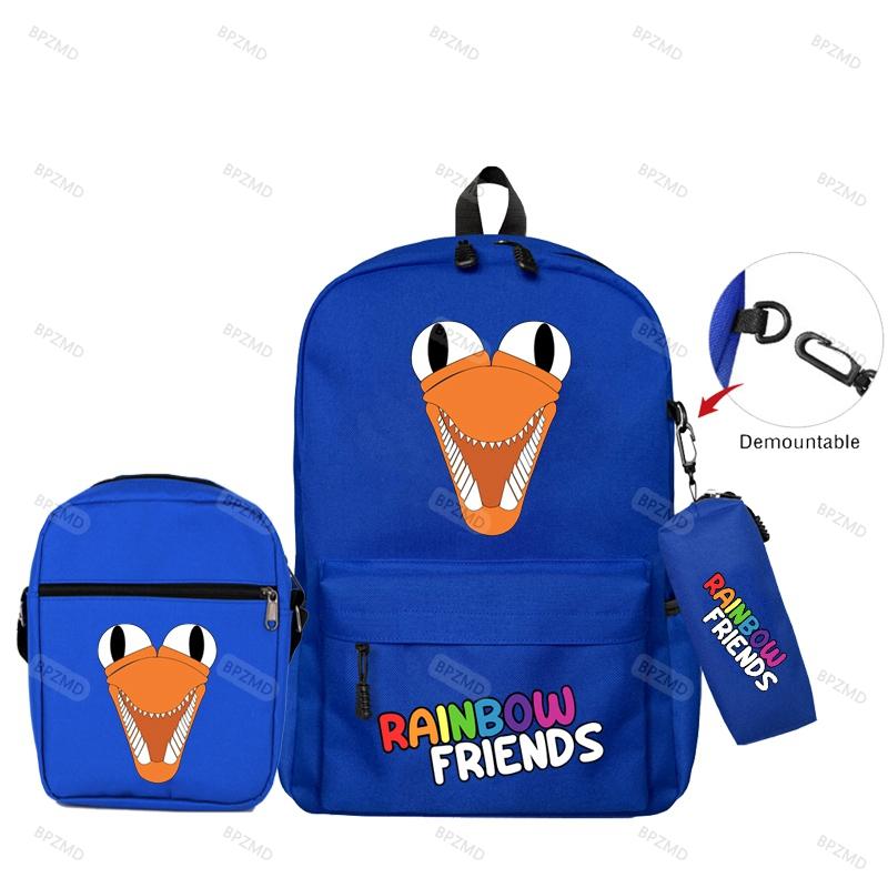 3 шт./компл., оригинальные рюкзаки с радужными друзьями для мальчиков и девочек, школьный рюкзак большой емкости, игровой рюкзак, сумка-пенал