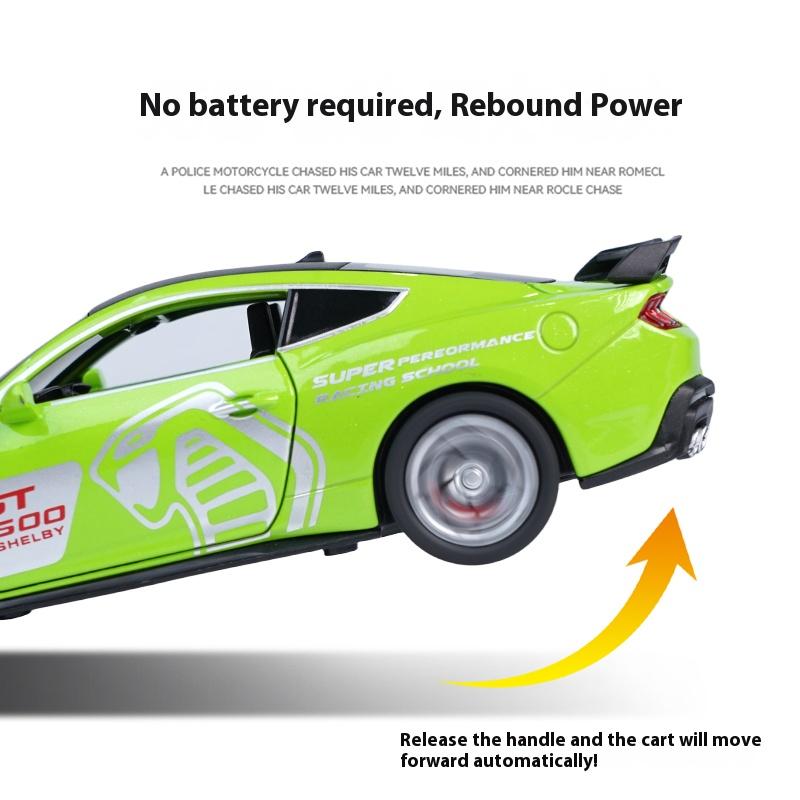 1/32 Mustang GT500 Металлическая литая модель автомобиля Сила возврата Вперед Звук и свет Детская игрушечная машинка Подарок для мальчика