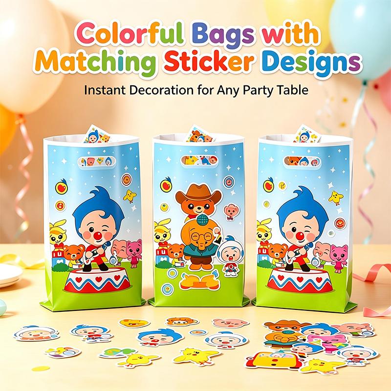 Cartoon Clown Characters Gift Bags Stickers Combination Set for Durable Disposable Premium Birthday Party Favorite Gifts 5