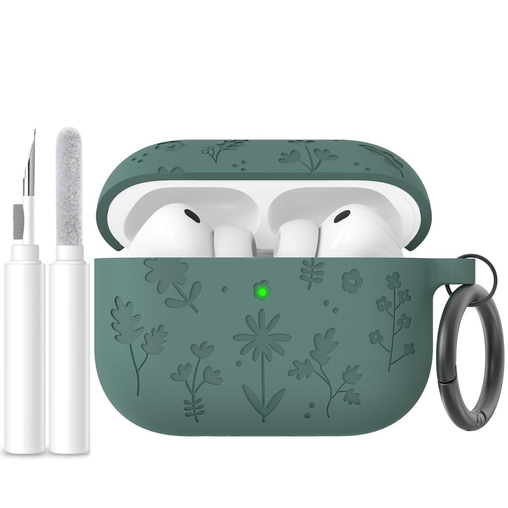 Для AirPods Pro 3 Чехол для наушников Силиконовый с гравировкой цветка для AirPods Pro 3-го поколения Чехол с набором для чистки для AirPods Pro 3