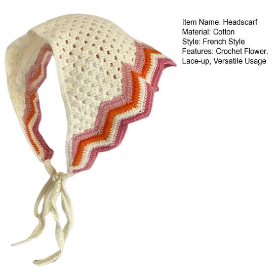 Повязка на голову во французском стиле в стиле бохо, вязаная крючком цветочная треугольная косынка на шнуровке, бандана в стиле Хэллоуина