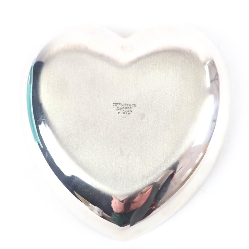Excellent TIFFANY&Co. dish Silver Tray Heart Plate Silver 925 Women Used