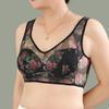 Mid-aged Women Bra Seamless Thin Ice Silk Cooling Floral Print Wireless Anti-snagging Push Up Mother Daily Wear Bra