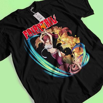 Футболка Fairy Tail Нацу Драгнил Футболка Эрза Скарлет Футболка Люси Хэппи Лаксус Футболка