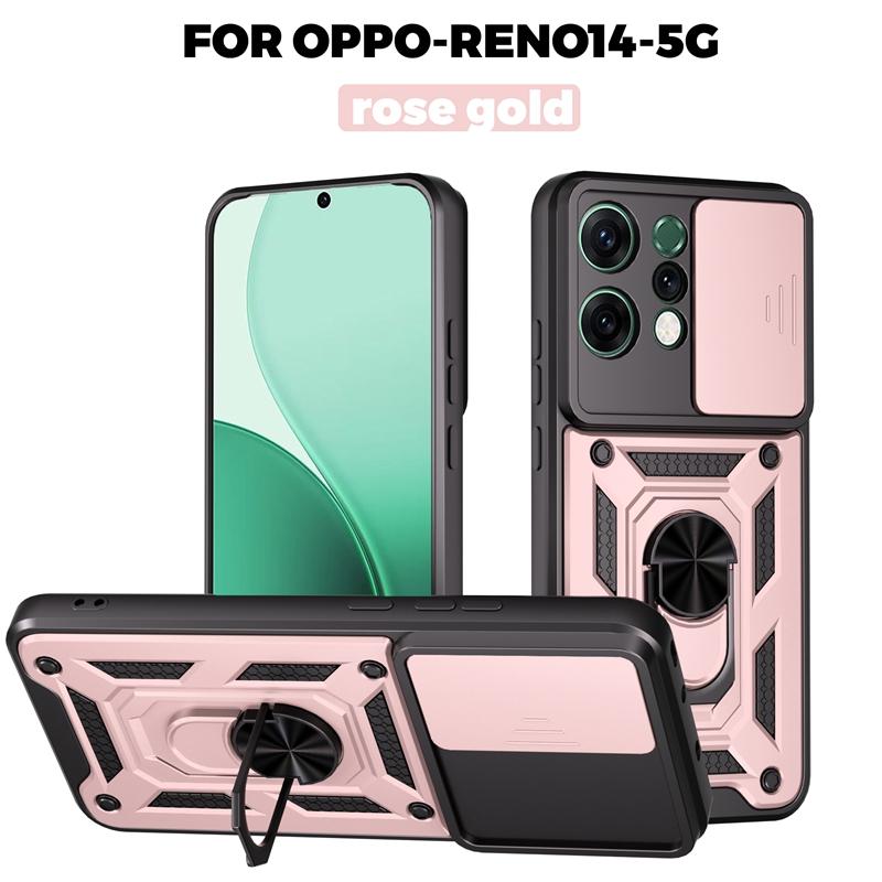 Чехол-подставка с магнитным кольцом-держателем для OPPO Reno 14 Pro 14F 5G, чехол с защитой объектива-слайдером для Reno14 Reno14F Funda