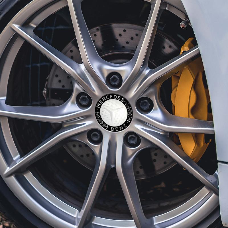 CRU1 4Pcs 56mm Car Emblem Auto Wheel Center Hub Caps Decal Accessories For Mercedes Benz B/C/E/S Class A Class C200L GLC GLK