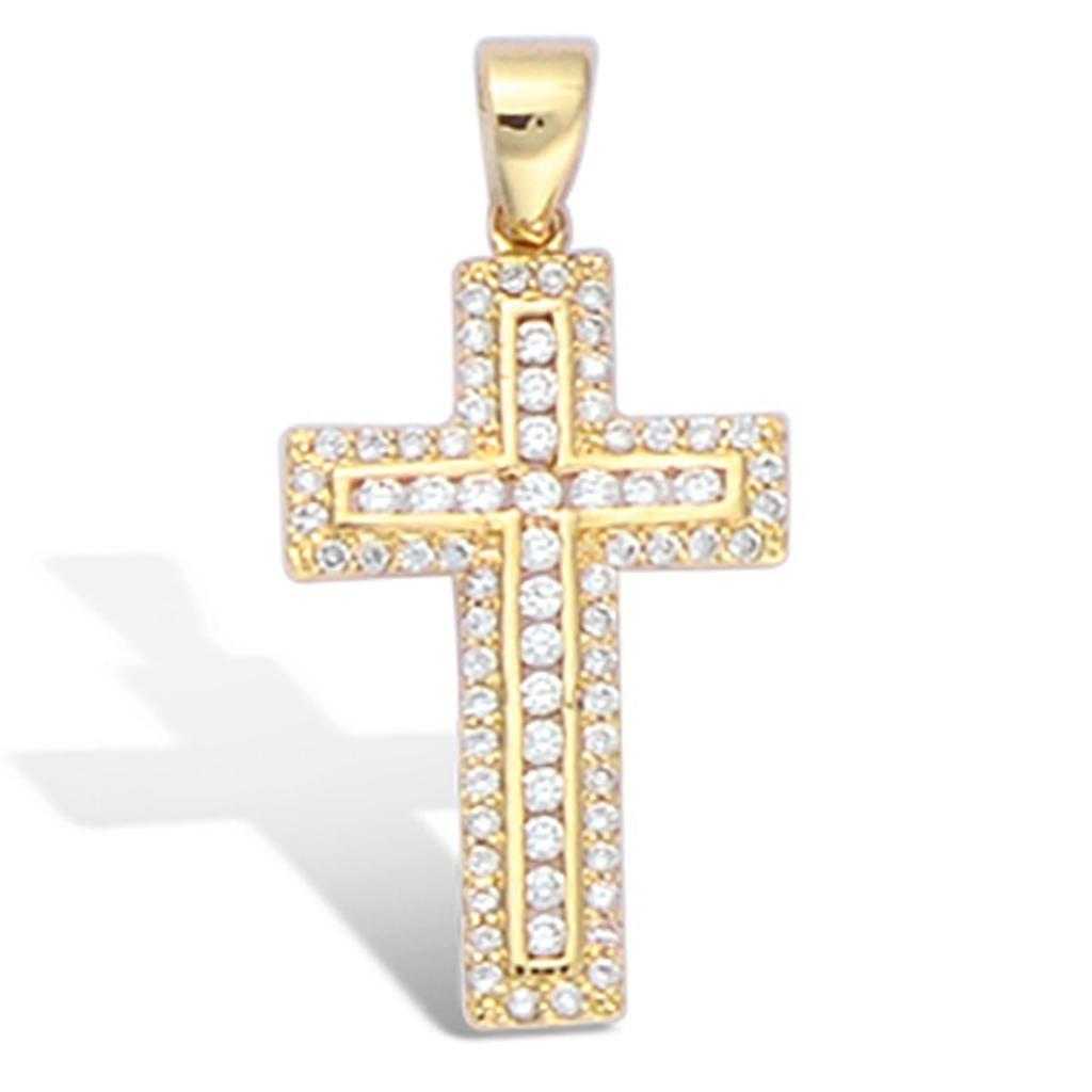 Les Trésors De Lily [L4644] - Gold Plated Pendant 'Cross' White Gold - 30x14 Mm