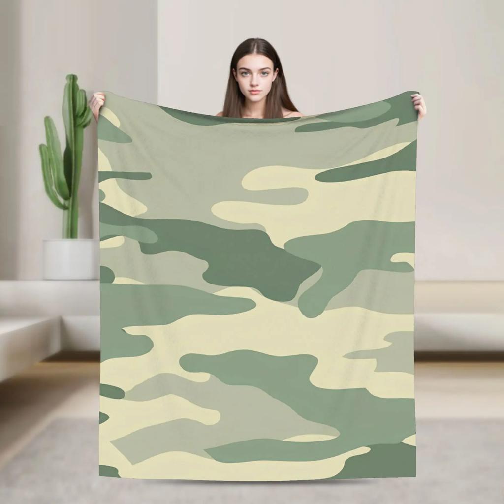 Camouflage Flannel Blanket Winter Soft Durable Throw For Kids Adults Home Decor Aesthetic Bedspread Sofa Bed Cover