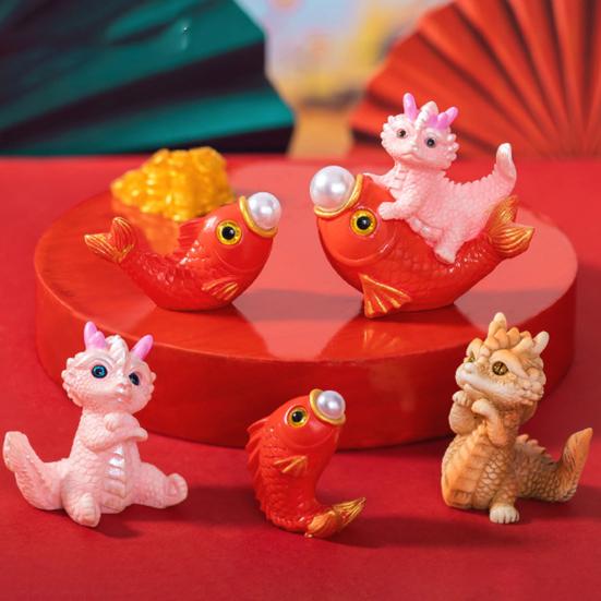 Мини-орнамент дракона, яркие цвета, милая фигурка дракона, украшение из смолы для дома, новогодние украшения