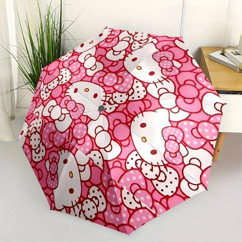 1 шт. Зонт Hello Kitty Авто Персональность Персональность 8-спицевый дизайн Компактный Механизм для Путешествий на Открытом Воздухе, Идеальный Подарок на Хэллоуин Рождество для Друзей или Fa