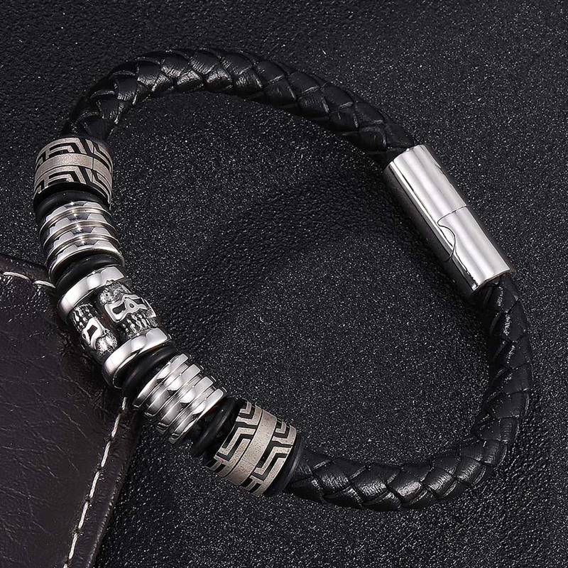 Punk Jewelry Skull Small Adorn Article Genuine Leather Bracelets Charm Men Bangles