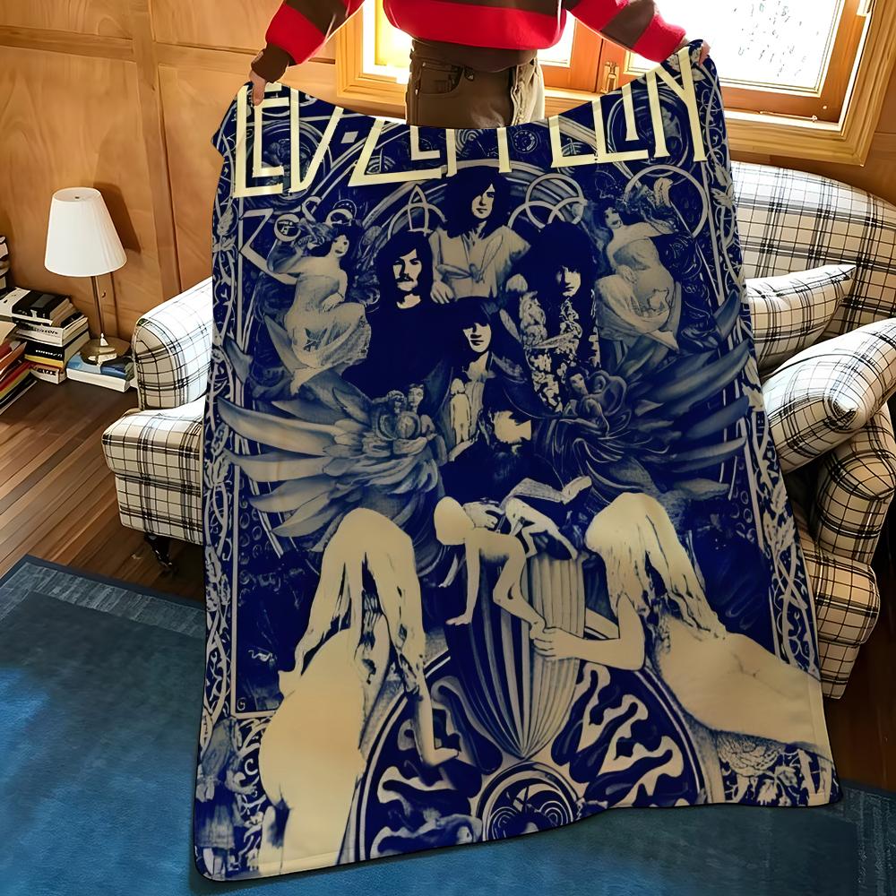 Музыкальный плед L-Led Z-Zeppelin, фланелевый, подходит для диванов, кроватей, офисов, путешествий, походных стульев