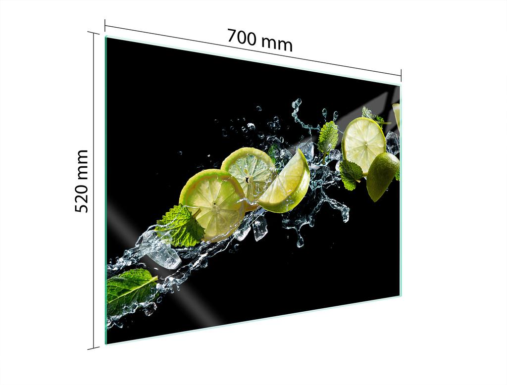 Glass protective plate for the stove 70x52 Fruit