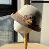 Middle-aged elderly winter hat women's old lady mother new warm velvet woolen basin hat foreign style versatile
