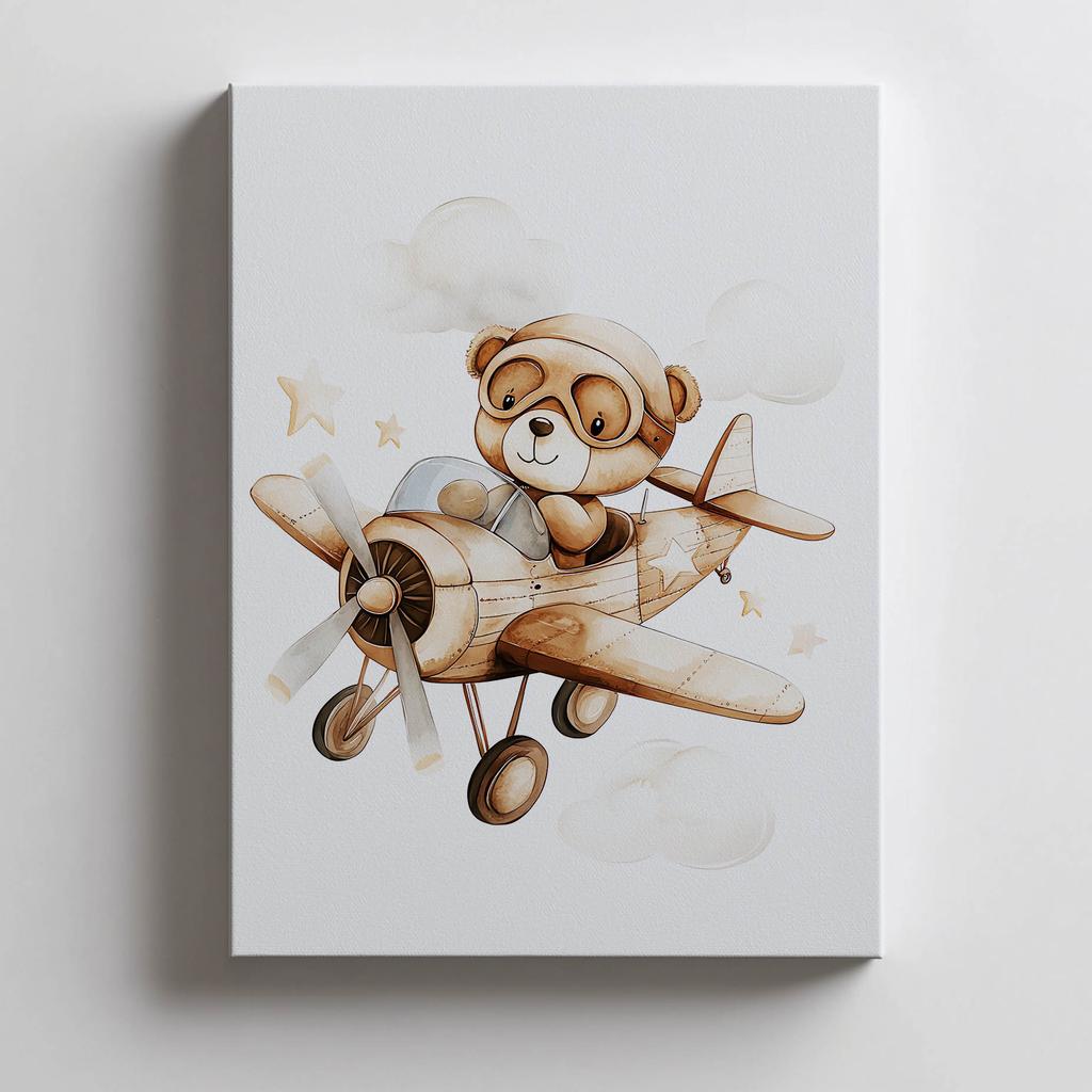 Plakat Latajacy Miś Plakat Latajacy Miś, 50X70 Cm, Rama Drewniana Jasny Dąb, Papier Matowy 230 Gsm