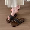 Comfort version '~ Retro woven toe slippers women's 2025 new summer wear foreign style fashion flat bottom cool slippers women