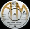 7-дюймовая пластинка GALLAGHER & LYLE - Heart On My Sleeve AMS7227 A&M Records 1976 UK Pop Б/У