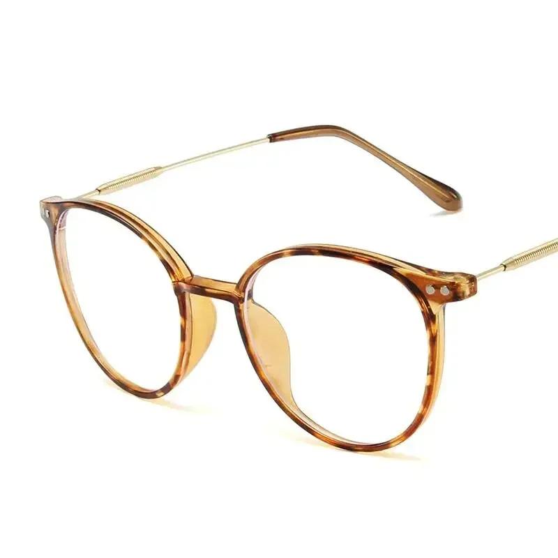Fashion Anti-Blu Glasses Women Eyewear Retro Myopia Men Round Eyeglasses Frame Optical Computer Transparent Universal Glasses