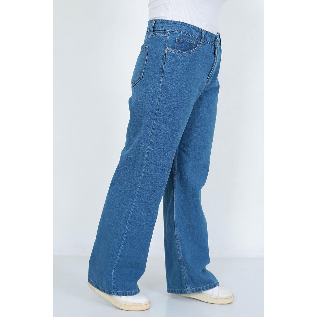 Женские синие свободные широкие джинсы-палаццо большого размера