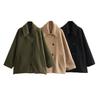 Womens French Chic Wool Blend Coat Loose Fit Turn-Down Collar Short Cape Sleeve Outerwear