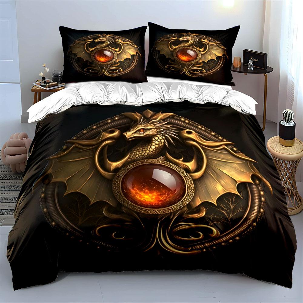 "Dragon Decorative Ornament Set" Multiple sizes kid's and adults' bedroom Exquisite 3PC bedding set, gift