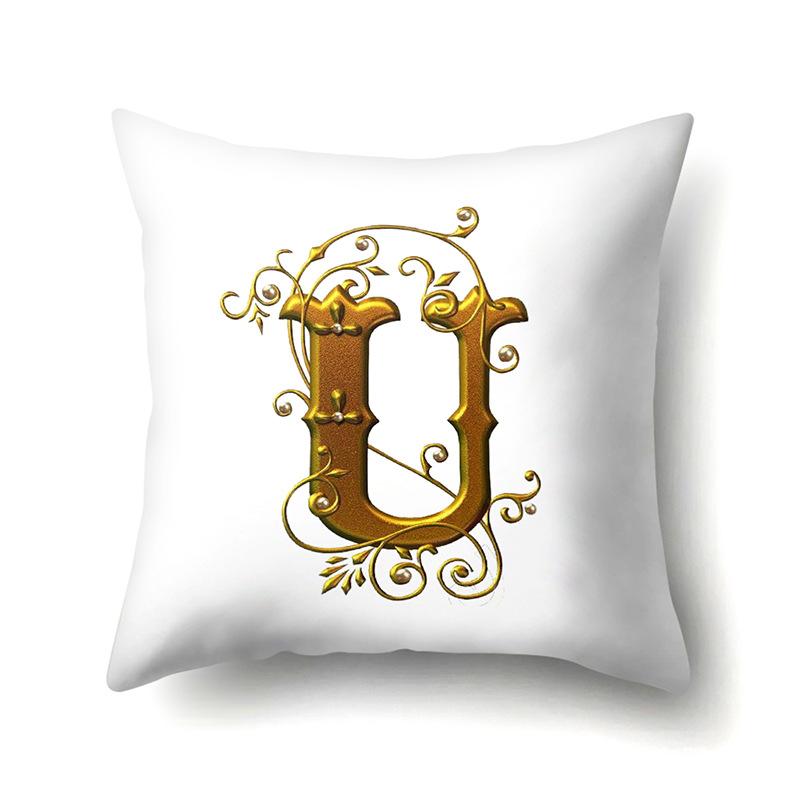 Полиэстеровая наволочка Автомобильное украшение Дом 26 английских букв Принт Автомобильная поясничная подушка Наволочка