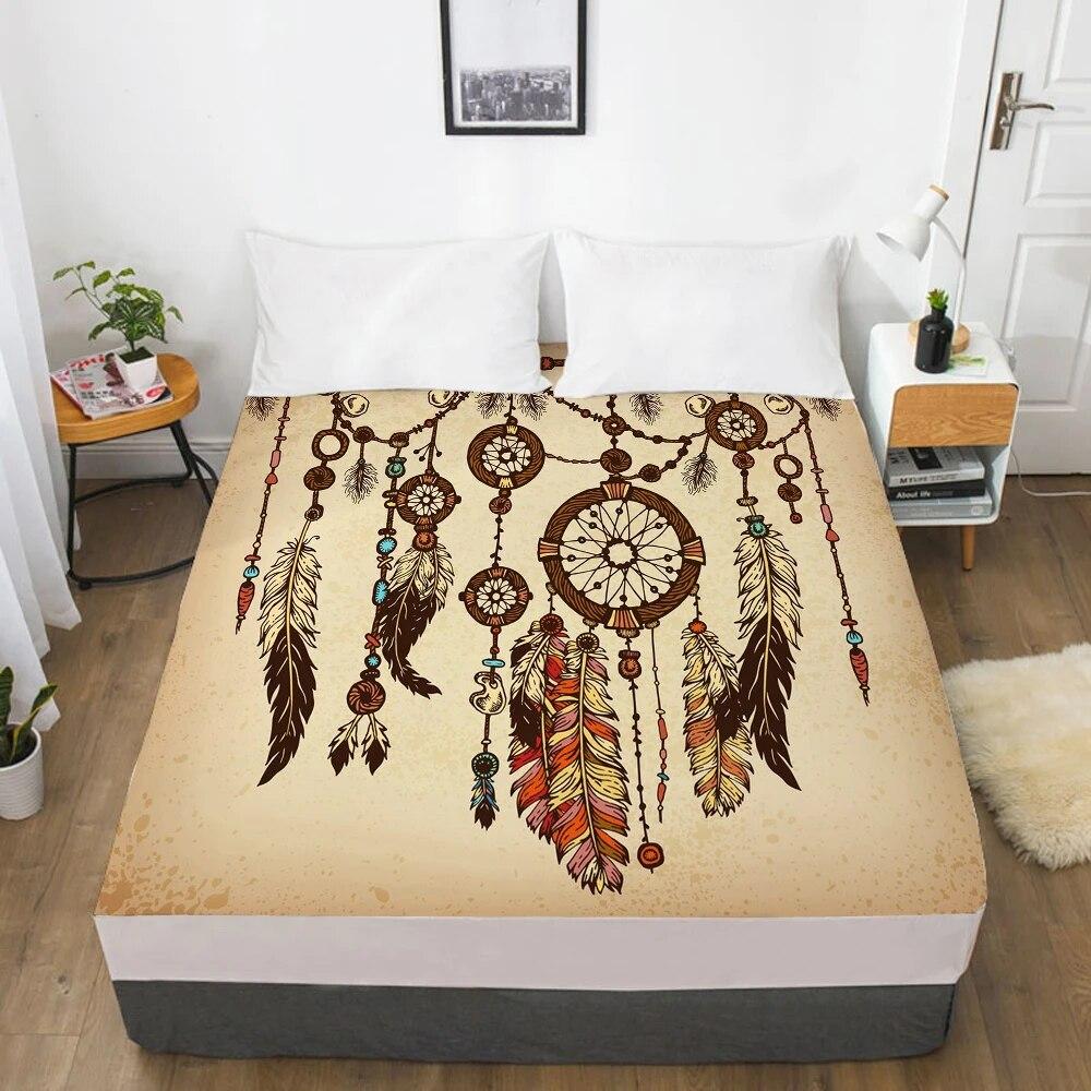 Customize Fitted Sheets Mattress Cover With Elastic Band 3D Bedsheet Linens 90x200 200x220 Bed Sheet Bedding Bohemia