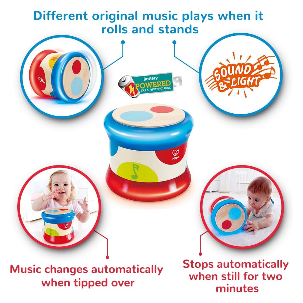 Hape Baby Drum E0333A 6 Months and Up Musical Toy Safe Materials Compact Design