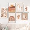 Boho Mountain Rainbow Sun Alpaca Cactus Nursery Wall Art Canvas Painting Posters And Prints Wall Pictures Baby Kids Room Decor