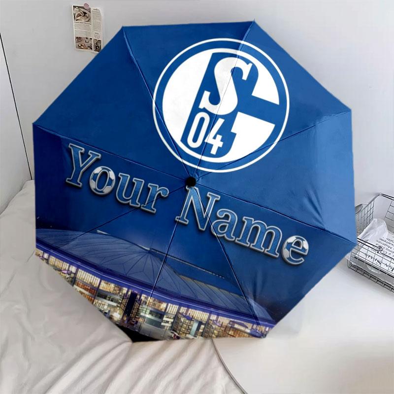 1 PC Automatic Folding Umbrella - FC Schalke 04 Custom Name Pattern, Portable & Foldable Design with 8 Ribs, Christmas Birthday Gifts