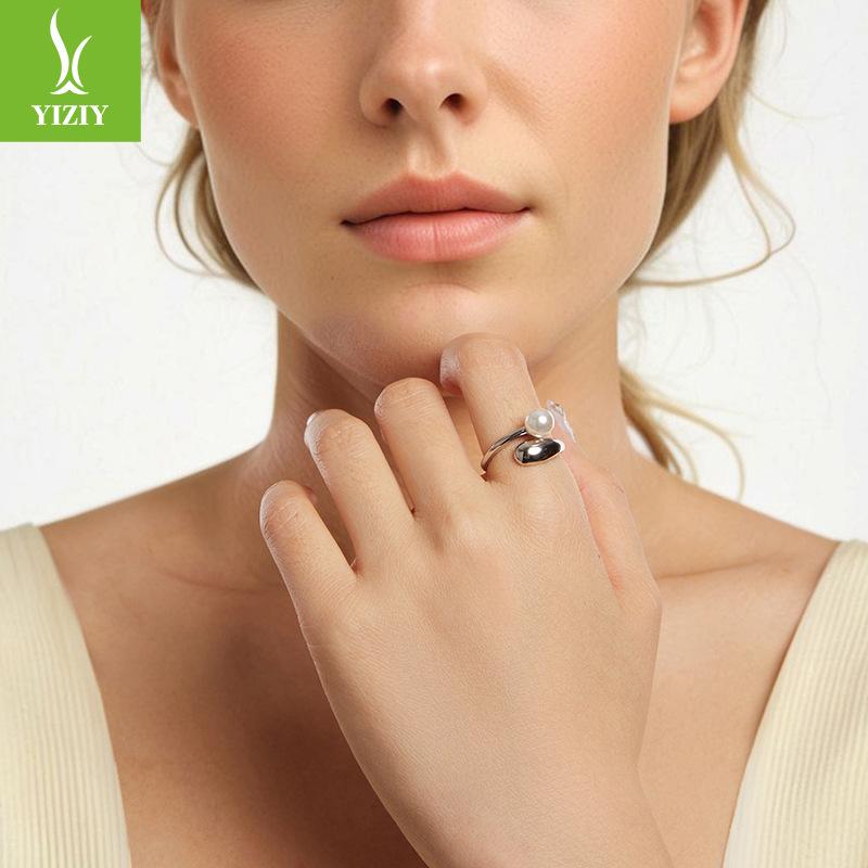 Ins Style Simple Temperament Bead Open Ring S925 Sterling Silver Versatile Finger Jewelry Ring