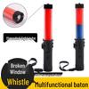 30CM LED Traffic Baton with Rechargeable Multifunctionality: Warning Light, Window Breaker, and Beeping Speaker