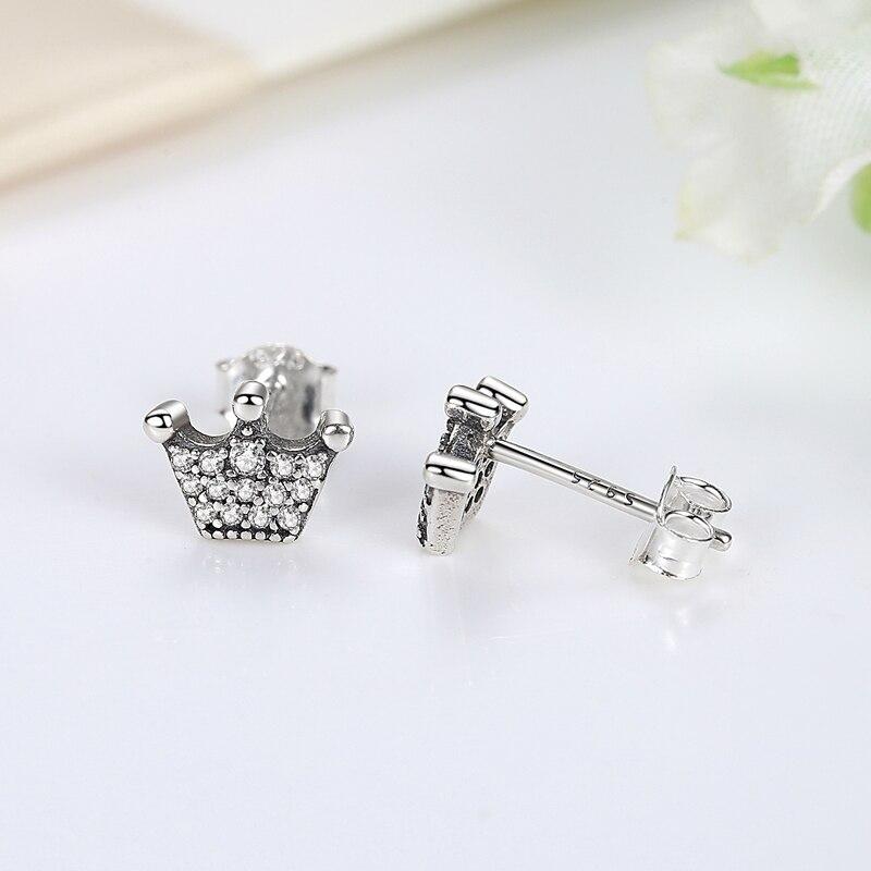 Серьги из стерлингового серебра 925 пробы, серьги-гвоздики с кристаллами для женщин, серьги в форме короны в форме сердца и бесконечности в виде пчелы, ювелирные изделия