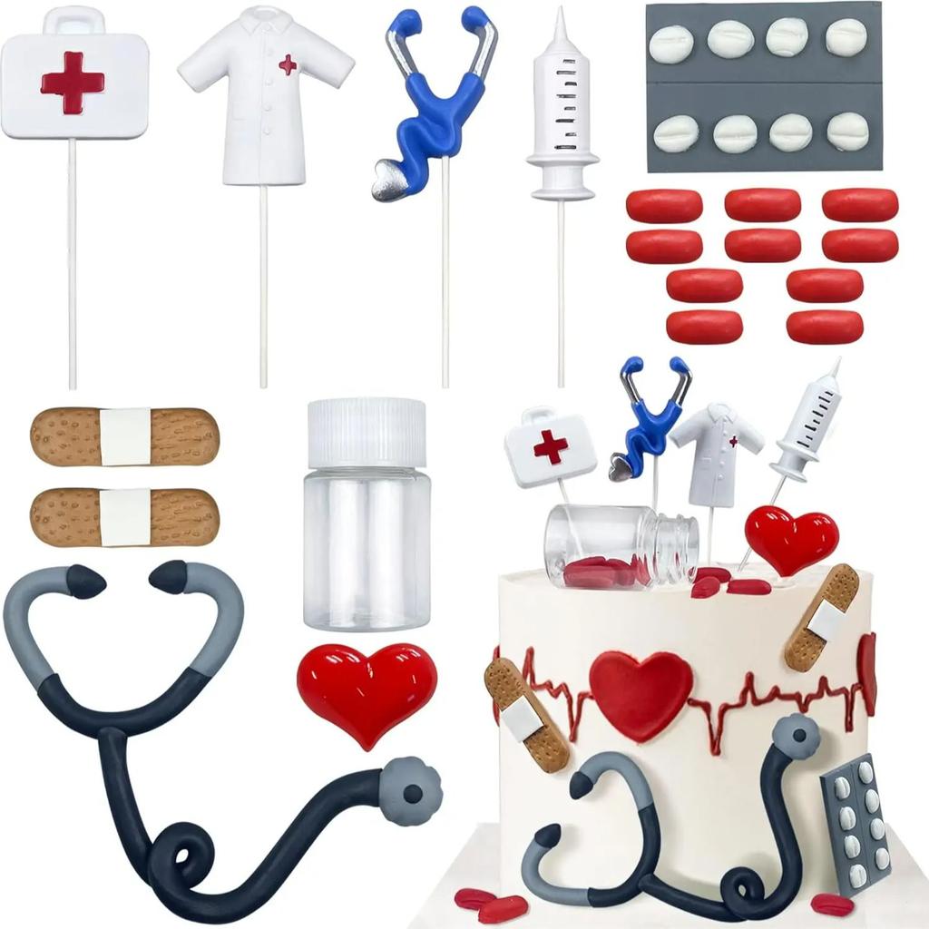 Nurse Cake Topper Nursing Cupcake Toppers Nurse Graduation Cake Decorations RN Theme Party Favors for Doctor Nurse Party Supplie