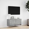 Vidaxl Ścienna Szafka Tv Z Led, Szarość Betonu, 80X31X35 Cm
