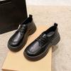Кожаная обувь на шнуровке, женские лоферы, новая универсальная и нежная обувь на толстой подошве, увеличивающая рост