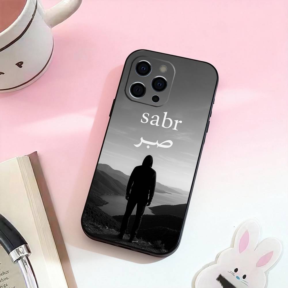 Q-Коран Сабр Ислам Терпение Чехол для телефона для iPhone 17,16,15,14,13,12,11 Plus,Pro Max, Мягкий силиконовый черный чехол