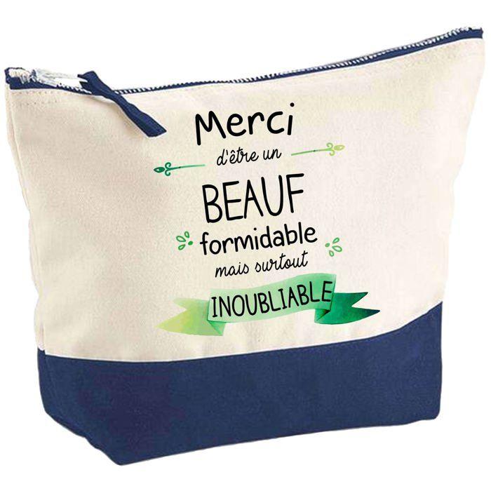 Trousse de maquillage - PLANETEE - Merci d'être un Beauf Inoubliable - Grand format - Coton - Impression HD