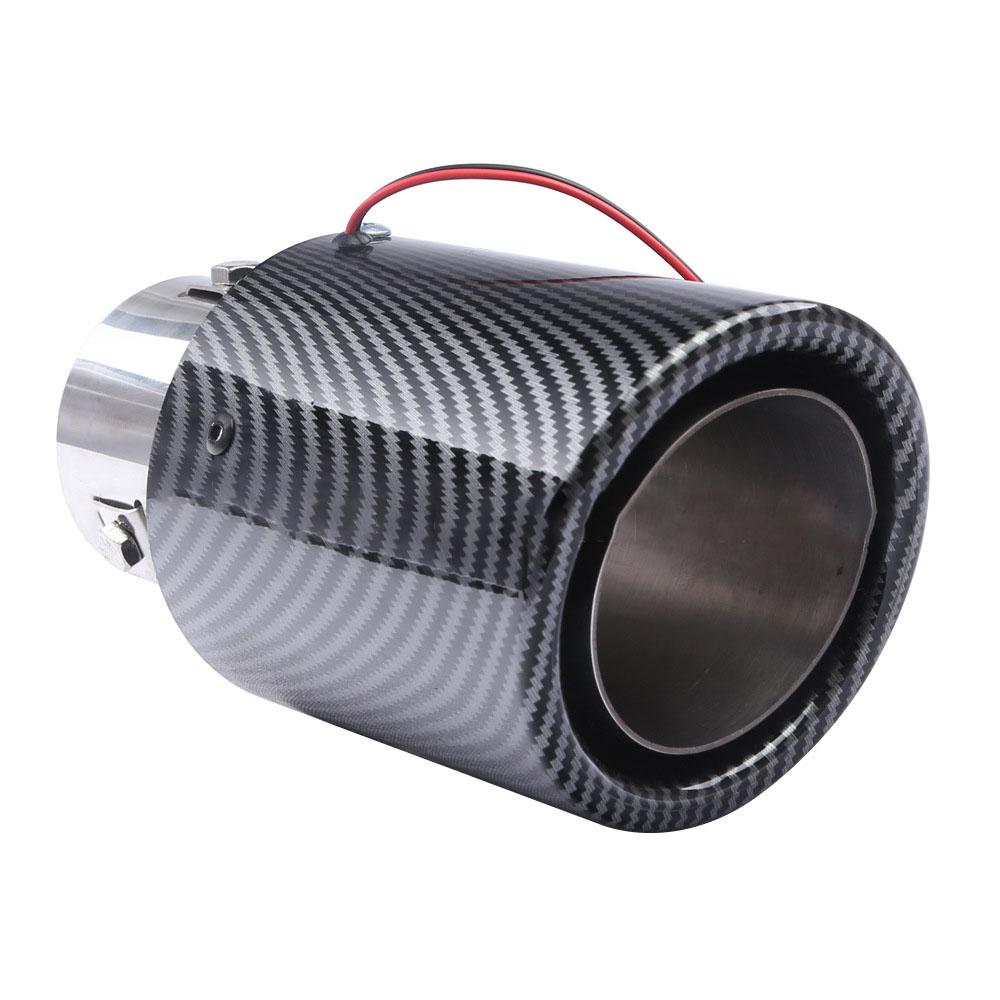 Car Tuning Exhaust Pipe Spitfire Glowing Carbon Fiber Tailipe With LED Light Muffler Exhaust Universal Car Accessories 63-89mm