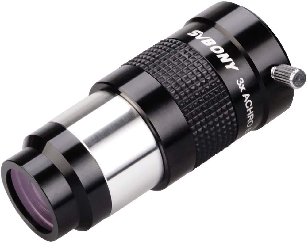 Svbony Barlow Lens Correction Lens 3x Chromatic Aberration Inch Diameter Multiplier Mirror Telescope Adapter for Astronomical Photography Black