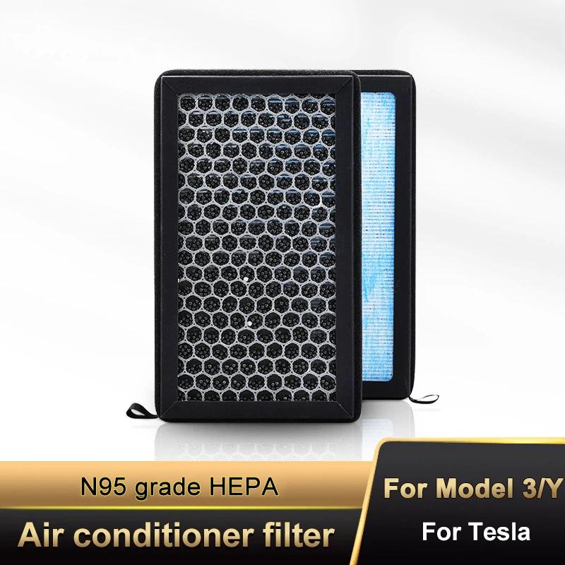 Air Filter For Tesla Model 3 Model Y 2017-2026 HEPA Activated Carbon Tesla Cabin Air Filter Replacement Accessories 2Pack