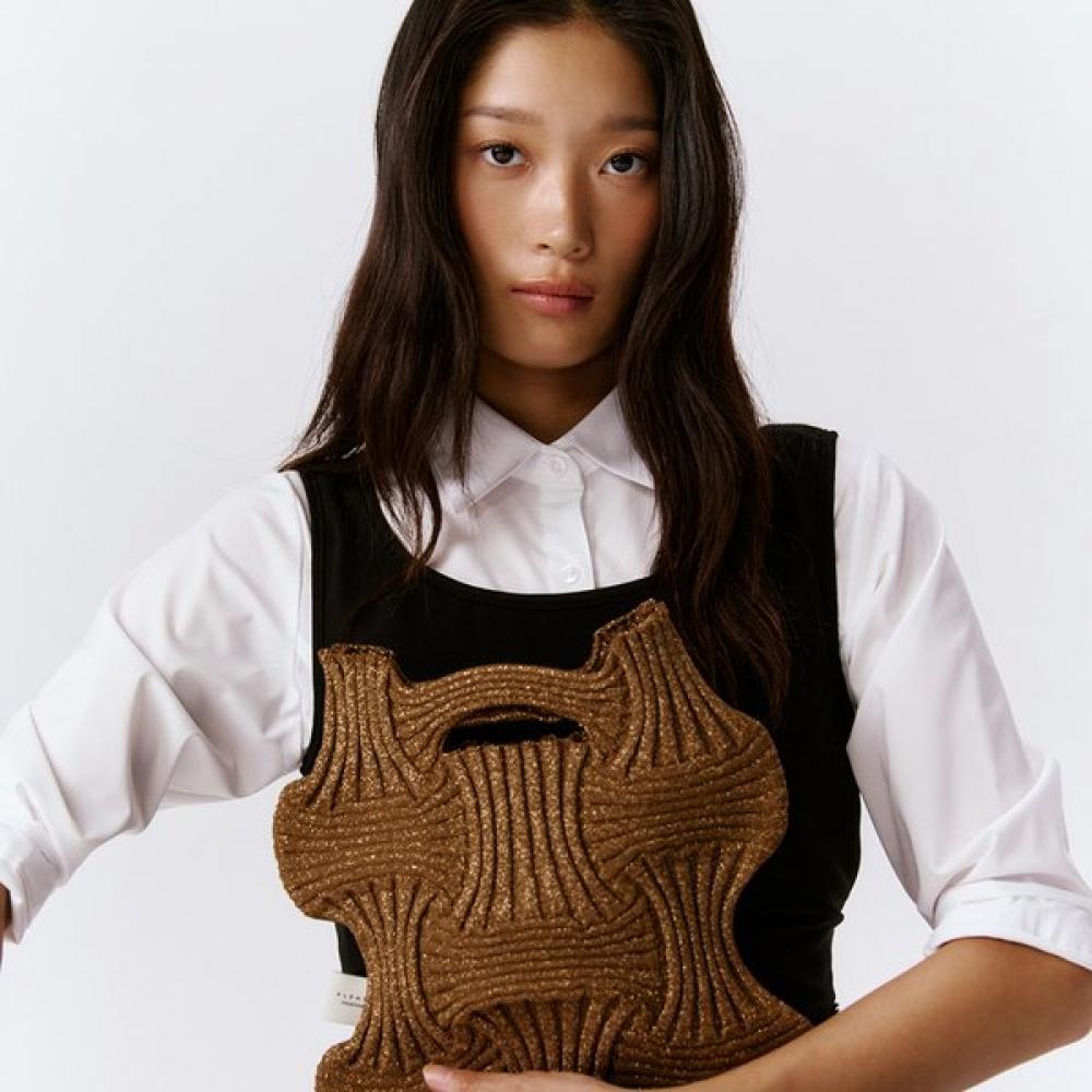 Pleatsmama Glitter Camel Newbow Bag