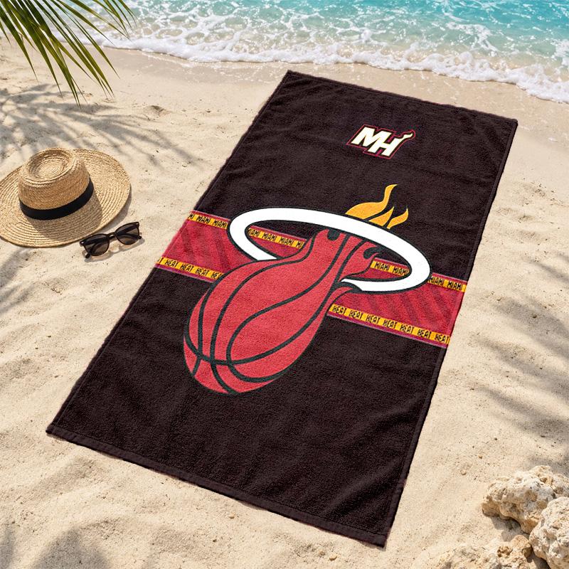 Пляжное полотенце Miami Heat Быстросохнущее, не прилипает песок, легкое, для путешествий, плавания, кемпинга