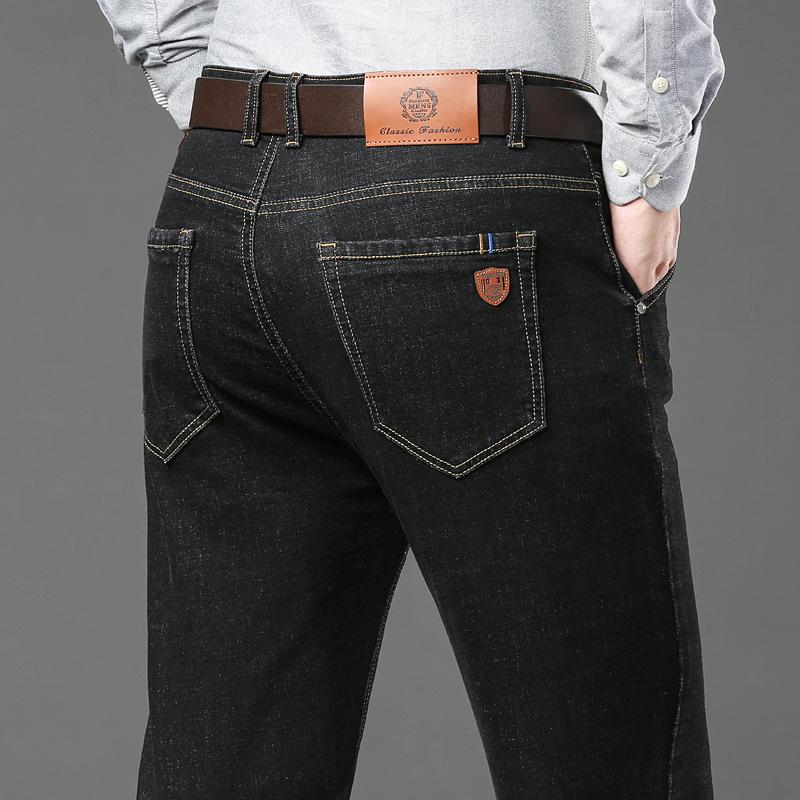Модные мужские джинсы стрейч прямые брюки мужские брюки осень и зима плотный срез мужские немаркие деловые брюки