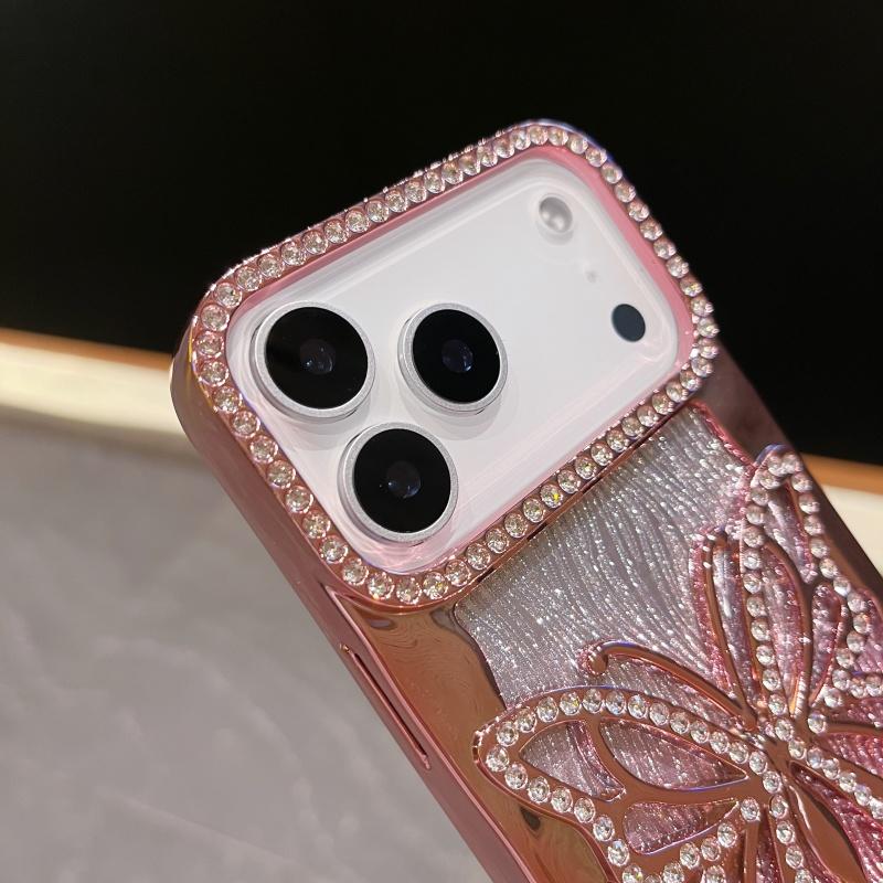 3D Блестящий Глиттер Бабочка Градиентный Алмазный Чехол Для Для Iphone 17 Air 16 1 14 13 12 11 Pro Max Plus Покрытие Ударопрочный Чехол