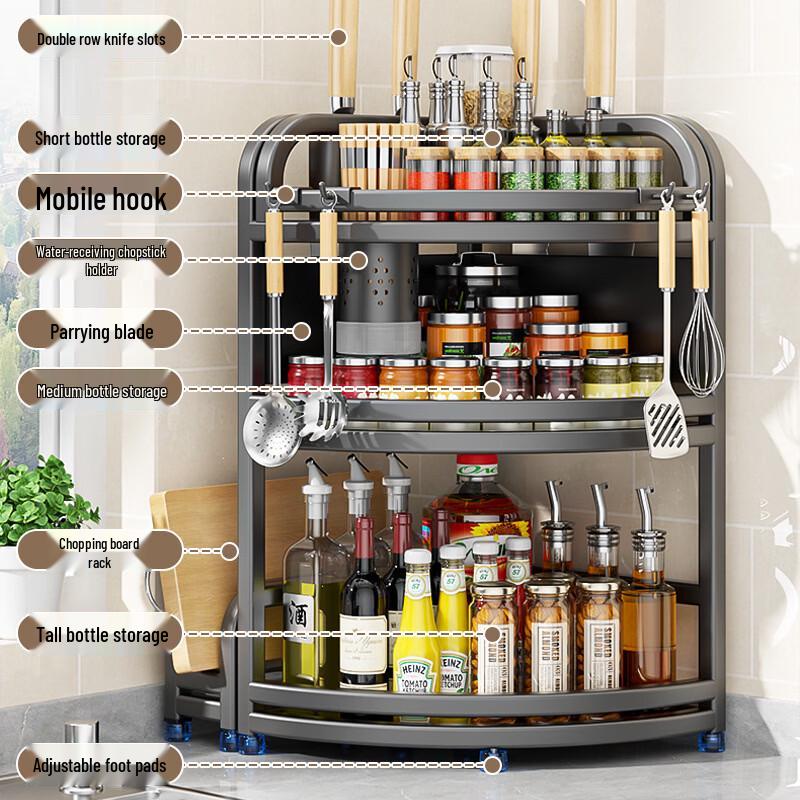 Countertop 3-Tier Stainless Steel Kitchen Storage Rack