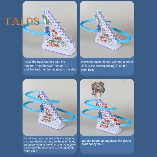 Электрический Санта-лестница игрушка со светомузыкой автоматический рождественский отец лестница американские горки скользящая дорожка игрушка для малышей мальчиков девочек