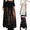 Женская макси-юбка в темном стиле с вышитыми цветами, длинная эластичная юбка с высокой талией, А-силуэт, сексуальная